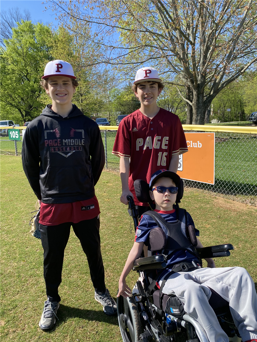 Students playing baseball